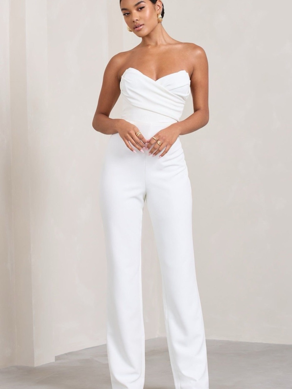 Club London Belleza White Strapless Jumpsuit